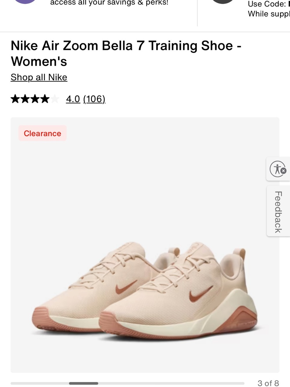 Nike Women's Air Zoom Bella 7 Trainers in Pale Blush and Rust